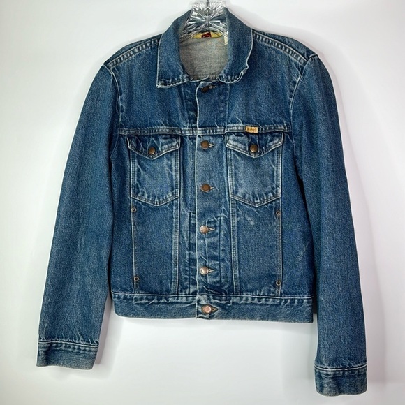 Vintage Rustler Denim Trucker Jean Jacket Size Small - Picture 1 of 10